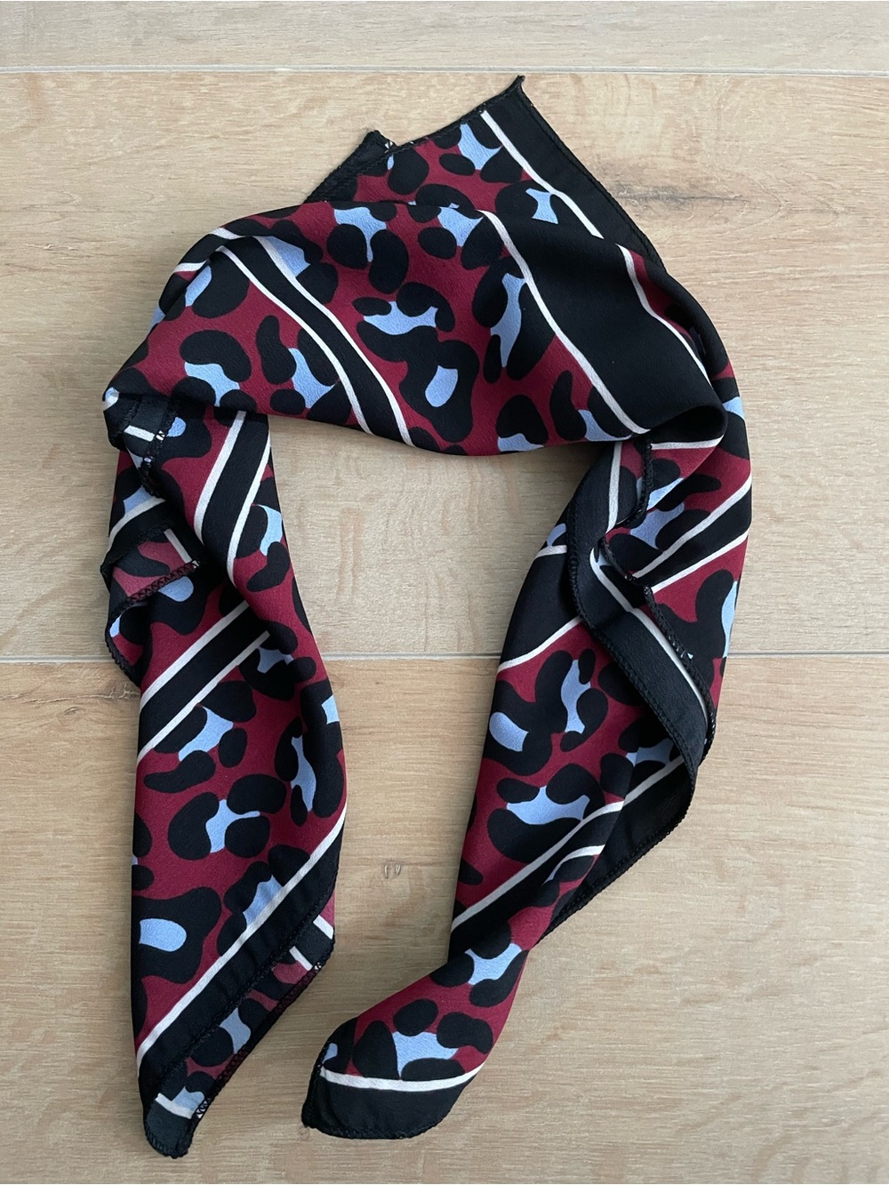 Black & Burgundy Leopard Print Neck Scarf/ Hair Accessories/ Bag Accents